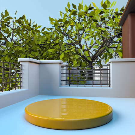 Outdoor product stage background. 3d renderingの写真素材