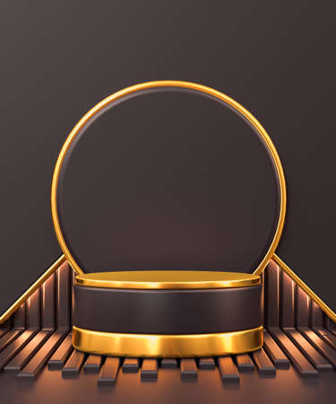 3d rendering abstract luxury gold shape podium display background for product presentationの写真素材