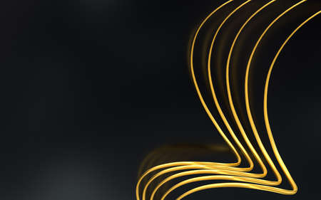 gold wave shape geometric pattern abstract background 3d renderingの写真素材