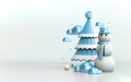 Happy New Year and merry Christmas banner for poster, website header, greeting card, flyer 3d renderの写真素材