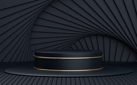 dark and gold luxury abstract look empty space podium display for product promotion, 3d renderingの写真素材