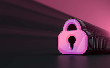 lock sign iconic background sunray realistic look symbol for social banner, poster 3d renderingの写真素材