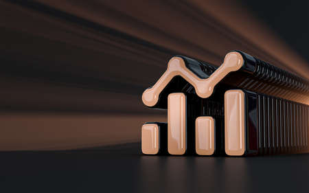 chart growing iconic background sunray realistic look symbol for social banner, poster 3d renderingの写真素材