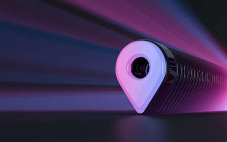 location sign iconic background sunray realistic look symbol for social banner, poster 3d renderingの写真素材