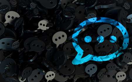 comment sign dark Abstract Shape iconic background for Web and social banner Advertisement 3d render