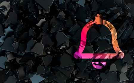 bell sign dark Abstract Shape iconic background for Web and social banner Advertisement 3d render