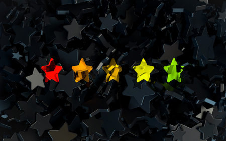Feedback or rating concept client review dark iconic background for web banner template 3d rendering