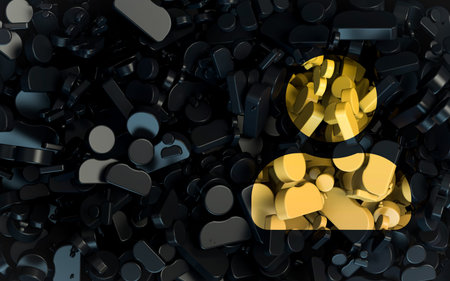 user sign dark Abstract Shape iconic background for Web and social banner Advertisement 3d renderの写真素材