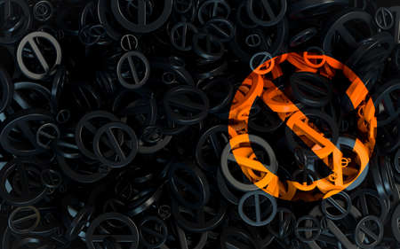 Ban sign dark Abstract Shape iconic background for Web and social banner Advertisement 3d renderの写真素材
