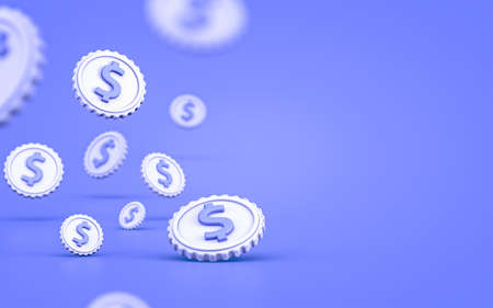 dollar money growing landing page background 3d render of advertising banner, template, posterの写真素材