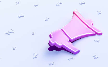 megaphone sign folding on white background 3d render concept for social banner web template coverの写真素材