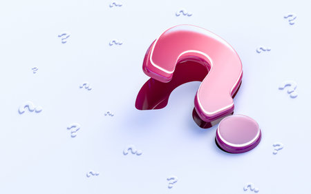 question mark sign folding on white background 3d render concept for social banner web templateの写真素材
