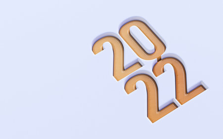 Happy New Year 2022 wish on white background for branding, web banner, cover 3d rendering