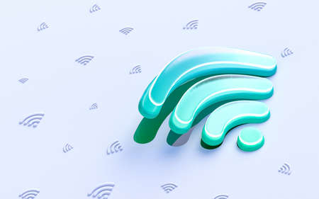 wifi sign folding on white background 3d render concept for social banner web template coverの写真素材
