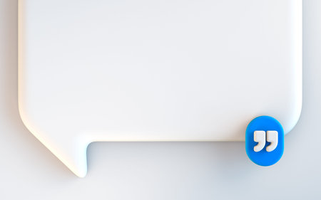 Quote box frame icon empty space blogging template on white background 3d render concept for textingの写真素材