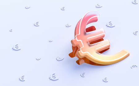 euro sign folding on white background 3d render concept for social banner web template coverの写真素材