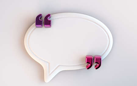Quote box frame icon empty space blogging template on white background 3d render concept for textingの写真素材