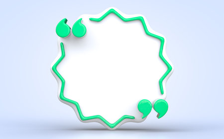 Quote box frame icon empty space blogging template on white background 3d render concept for texting