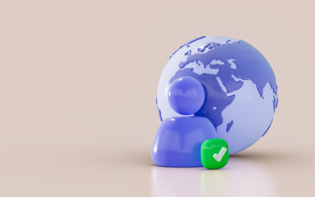 global user checkmark Business communications for Social Media 3d render Concept background