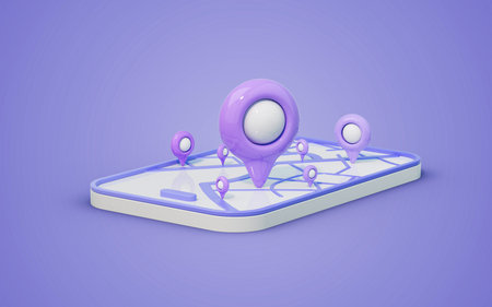 location map navigation marker delivery check point background 3d render concept for website banner