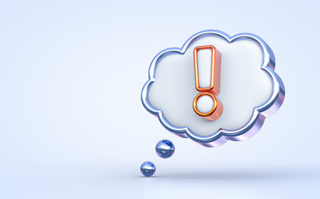 information or Attention exclamation sign on blue background 3d render concept