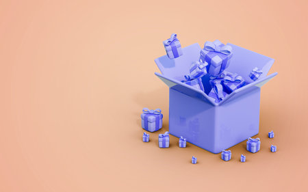 3d render gift boxes Flying Creative realistic background for social banner poster 3d render conceptの写真素材