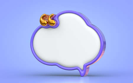 Quote box frame empty space blog template on blue background 3d render concept for text presentationの写真素材