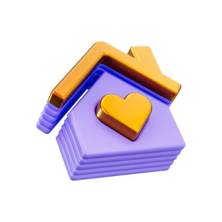 House Heart icon 3d render concept on white backgroundの写真素材