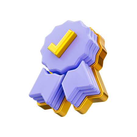 Quality guarantee badge award star check mark icon 3d render concept on white background