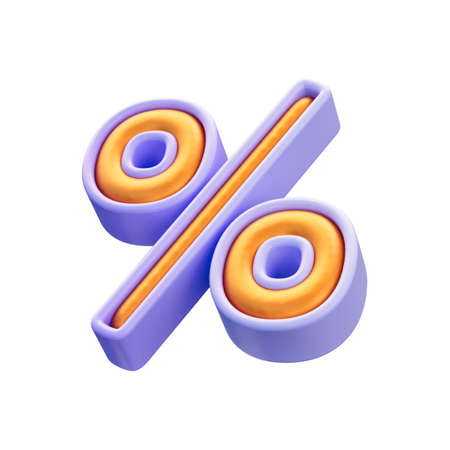 realistic glossy cartoon look percentage icon 3d render for sells offer discountの写真素材