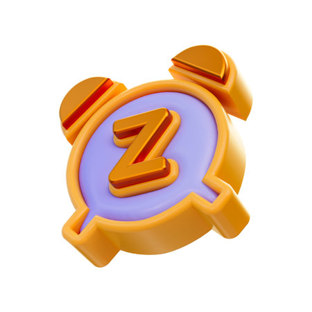 realistic glossy cartoon look alarm sleep snooze icon 3d render concept for time remainder wakeup