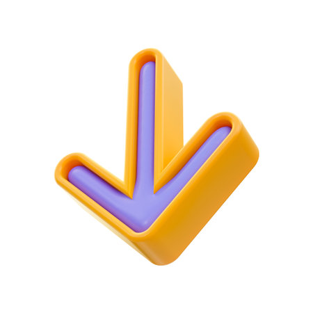 realistic glossy down arrow icon 3d render for online web file download save and installing