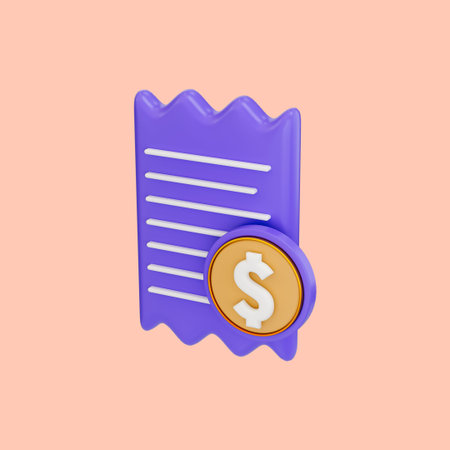 dollar invoice icon 3d render concept for Bill or statement for business progress reportの写真素材