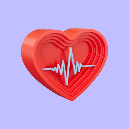 cartoon look heartbeat icon 3d render concept for medical healthcare pulse beat measure
