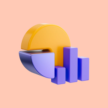 business pie chart and line icon 3d render concept for analyze information grow profit