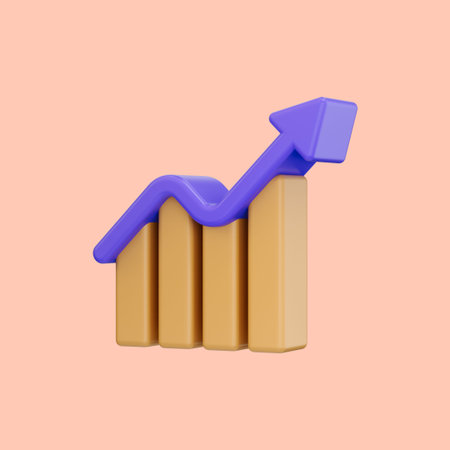 cartoon look business graph up icon 3d render concept for profit increasing and Financial news