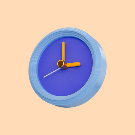 clock icon 3d render concept for watching time in home office school and hospital and using symbol