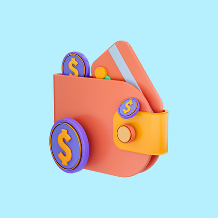 wallet credit card and dollar icon 3d render concept for savings money and put important documentの写真素材