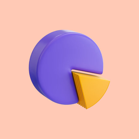 cartoon look business pie chart icon 3d render concept for analyzing marketing investmentの写真素材