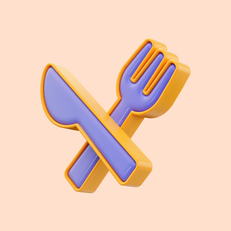 spoon and knife icon 3d render concept for cooking and eating in restaurant or house