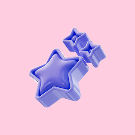 cartoon look 3 star icon 3d render concept for Achievements games Customer rating feedback