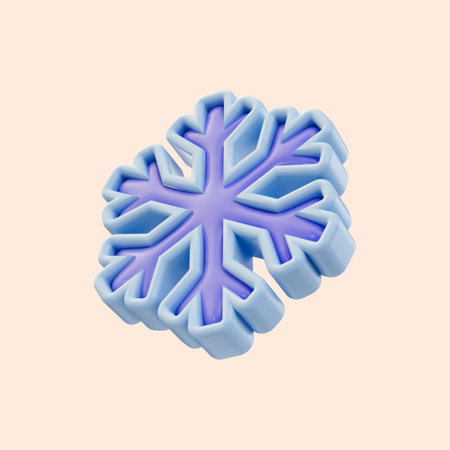 snowflake icon 3d render concept for Christmas Greetings card New Year design weather sign symbolの写真素材