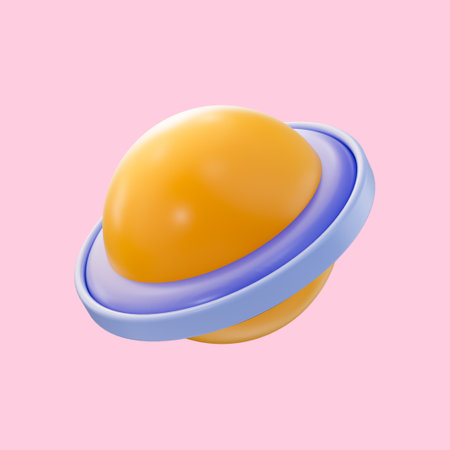 planate icon 3d render concept for solar system galaxy planet earth mars satellite alienの写真素材