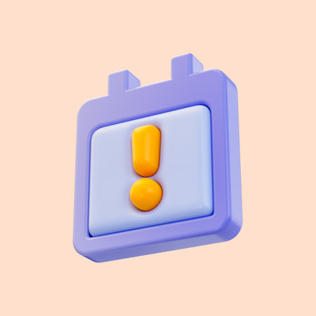 calendar exclamation icon 3d render concept for Attention or reminder notification of event signの写真素材