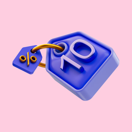 10 percent tag icon 3d render concept for offer discount in shopping mall and product buy sellの写真素材
