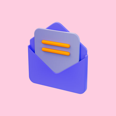 envelope document icon 3d render concept for open letter Gmail email and important file sheetの写真素材