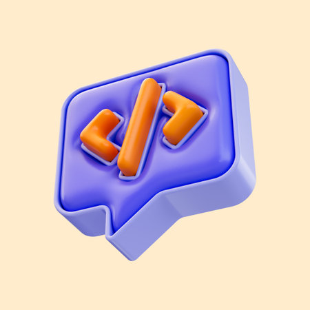 comment box coding icon 3d render concept for mobile computer html programing chat communicationの写真素材