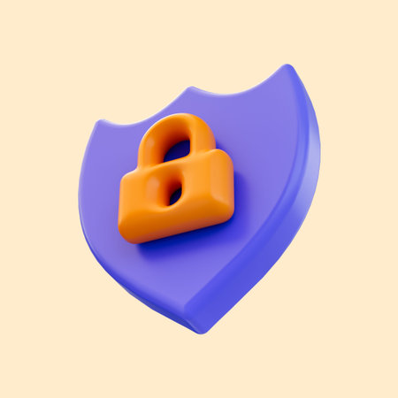 security shield lock icon 3d render concept for protection from virus and safety protocellの写真素材