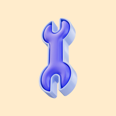 cartoon look wrench icon 3d render concept for riper machine and use work shop maintenanceの写真素材