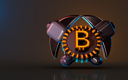future currency mining icon on dark background 3d render concept for economy banking financeの写真素材